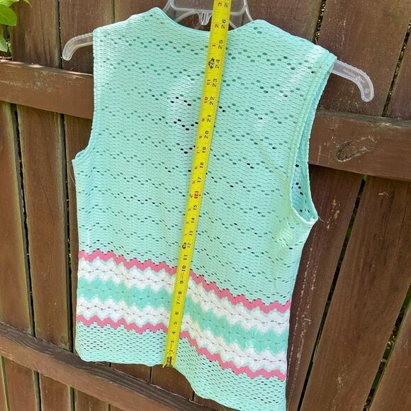 Vintage Turquoise Button Vest Top Handmade - Picture 9 of 9
